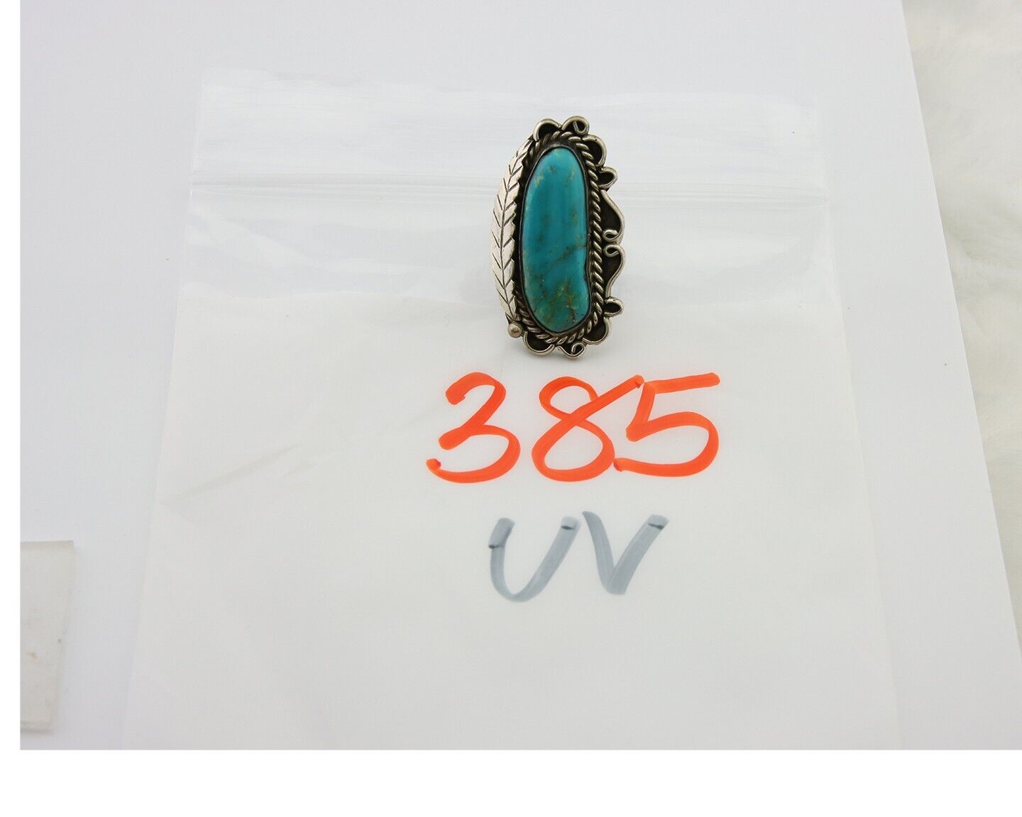 Navajo Ring .925 Sterling Blue Turquoise Artist Signed R Yazzie C.80's