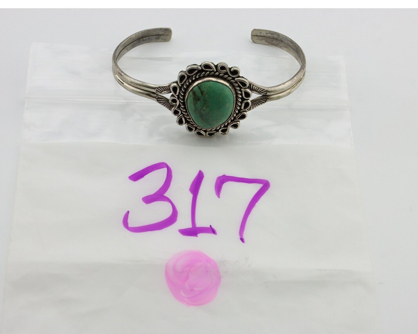 Navajo Bracelet 925 Silver Natural Turquoise Artist Signed L Platero C.80's