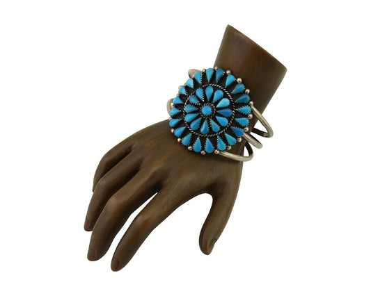 Navajo Bracelet 925 Silver Blue Turquoise Native American Artist C.80's