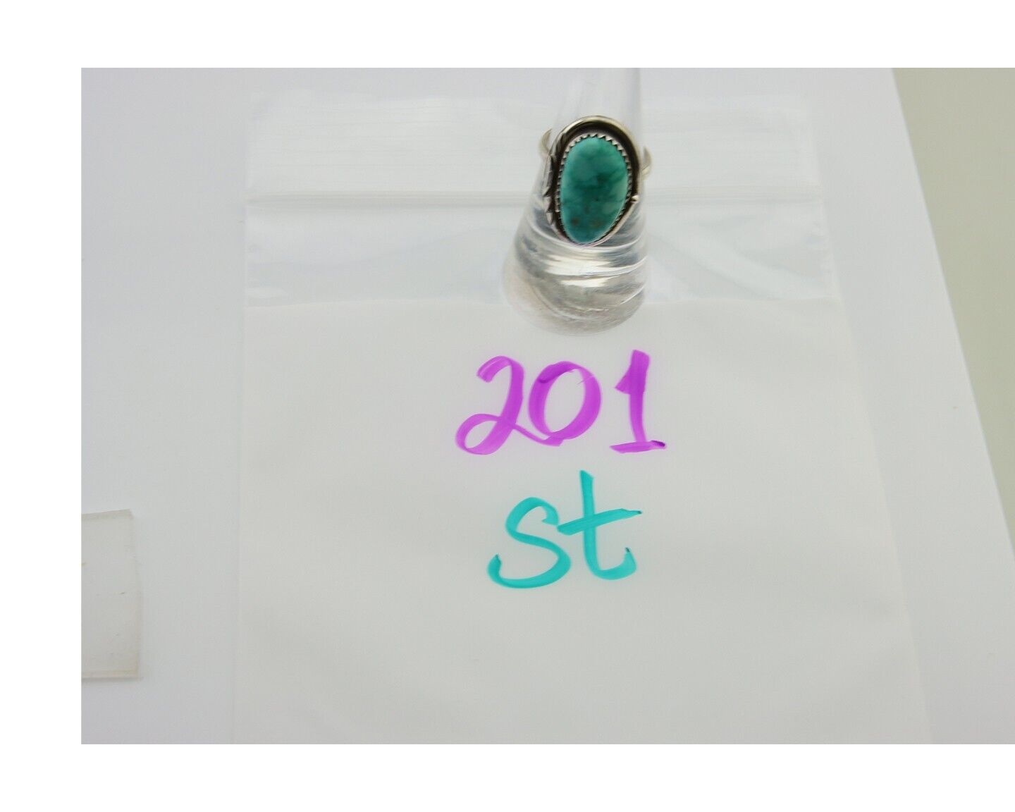 Navajo Ring 925 Sterling Silver Turquoise Native American Artist C.80's