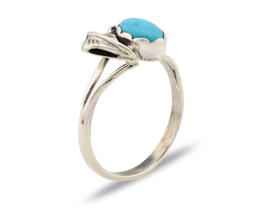 Navajo Ring .925 Silver Sleeping Beauty Turquoise Native American Artist C.80's