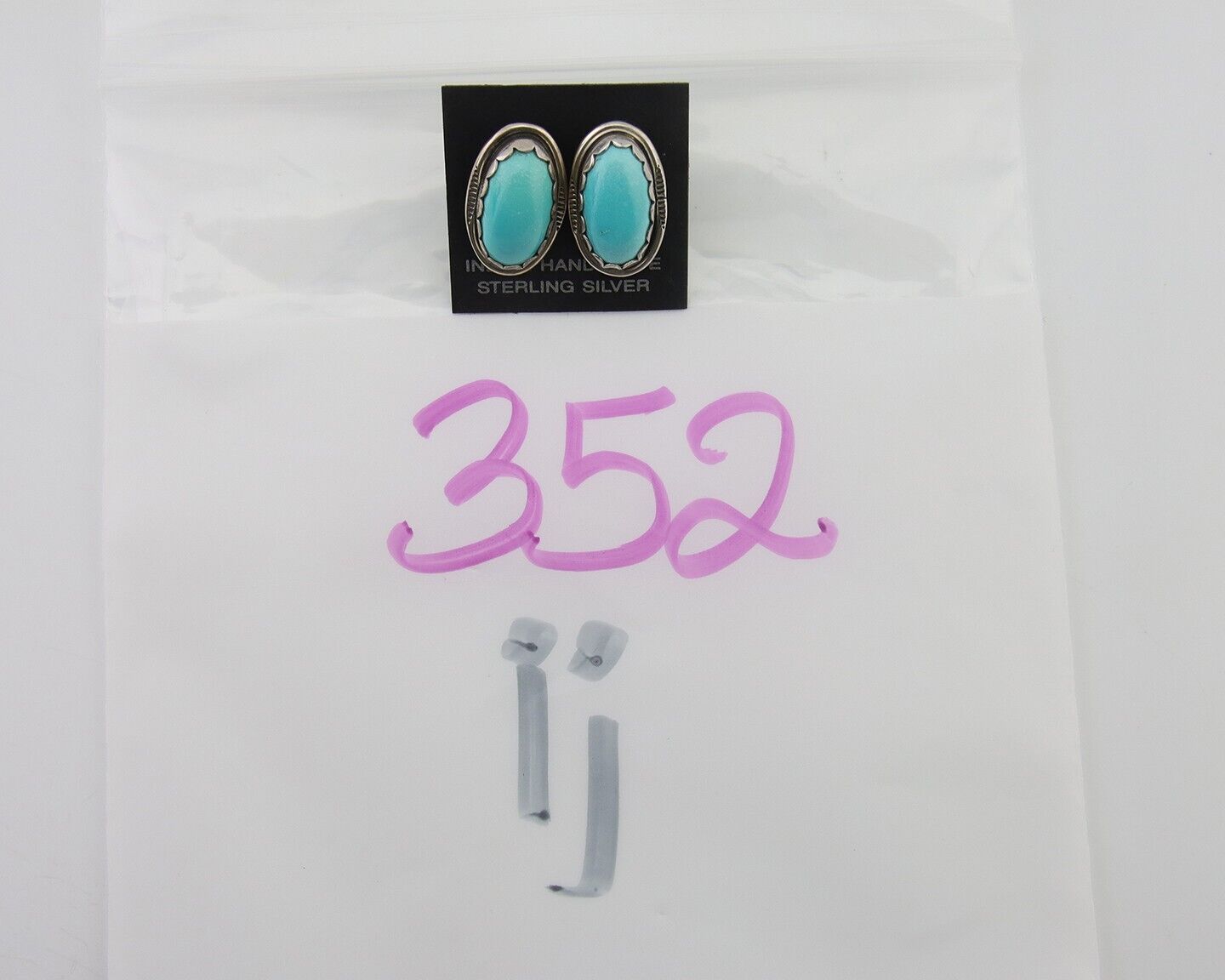 Navajo Earrings 925 Blue Kingman Turquoise Native American Artist C80s