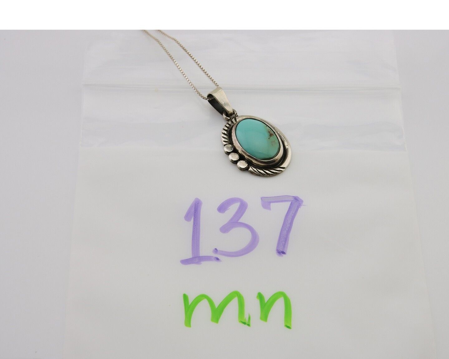 Navajo Necklace 925 Silver Natural Turquoise Artist M Montoya C.80's