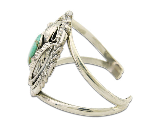 Navajo Cuff Bracelet 925 Silver Cuff Turquoise Cuff Native American Artist C80's