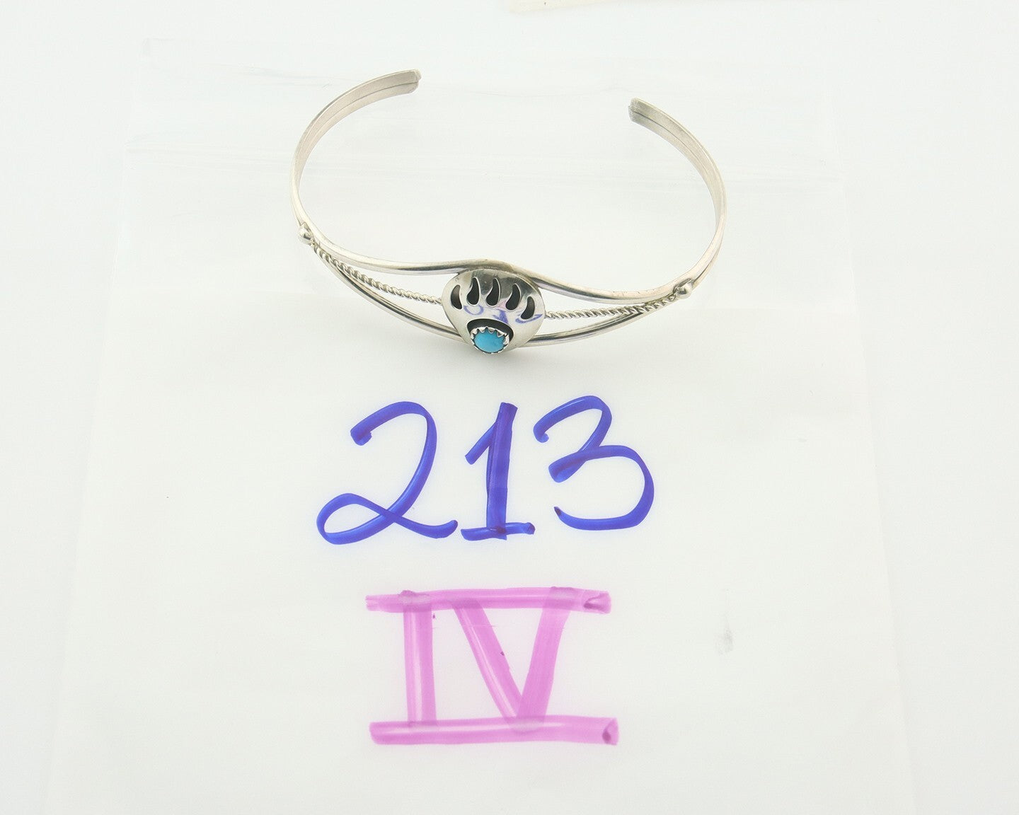 Navajo Bracelet 925 Silver Handmade Animal Claw Cuff Native American Artist C80s