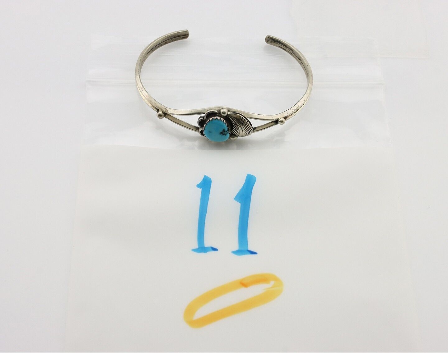 Navajo Handmade Bracelet 925 Silver Natural Blue Turquoise Native American C80s