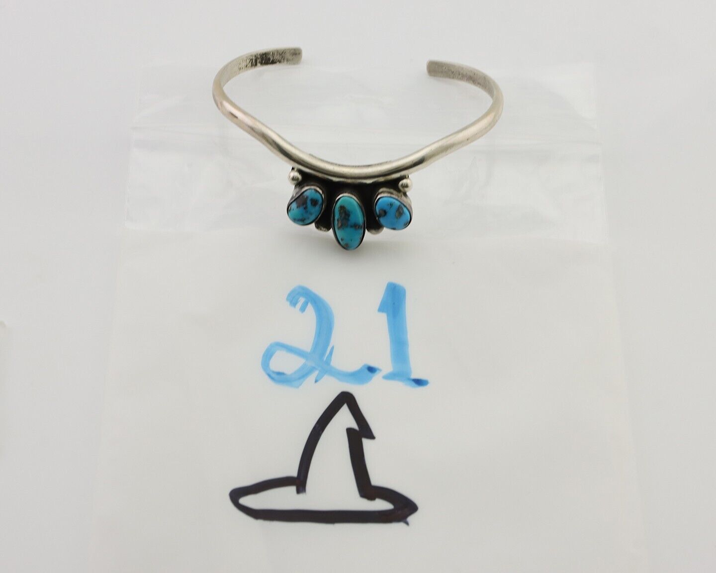 Navajo Bracelet 925 Silver Morenci Turquoise Artist Signed Frank Sandoval C.80's