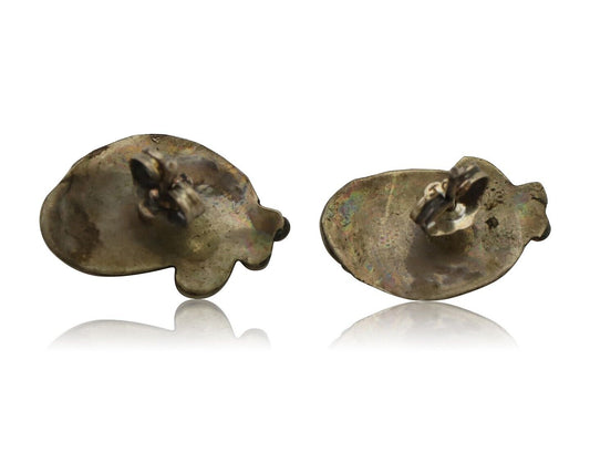 Navajo Earrings 925 Silver Natural Turquoise Native American Artist C.80's