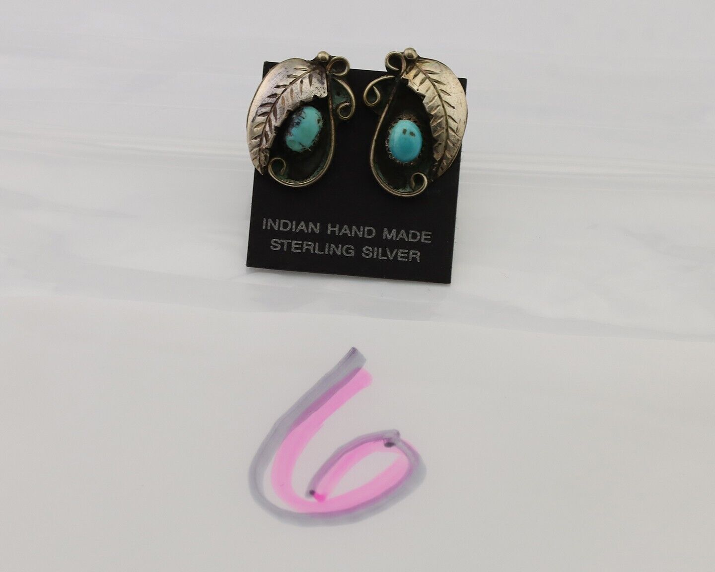 Navajo Earrings 925 Silver Natural Turquoise Native American Artist C.80's