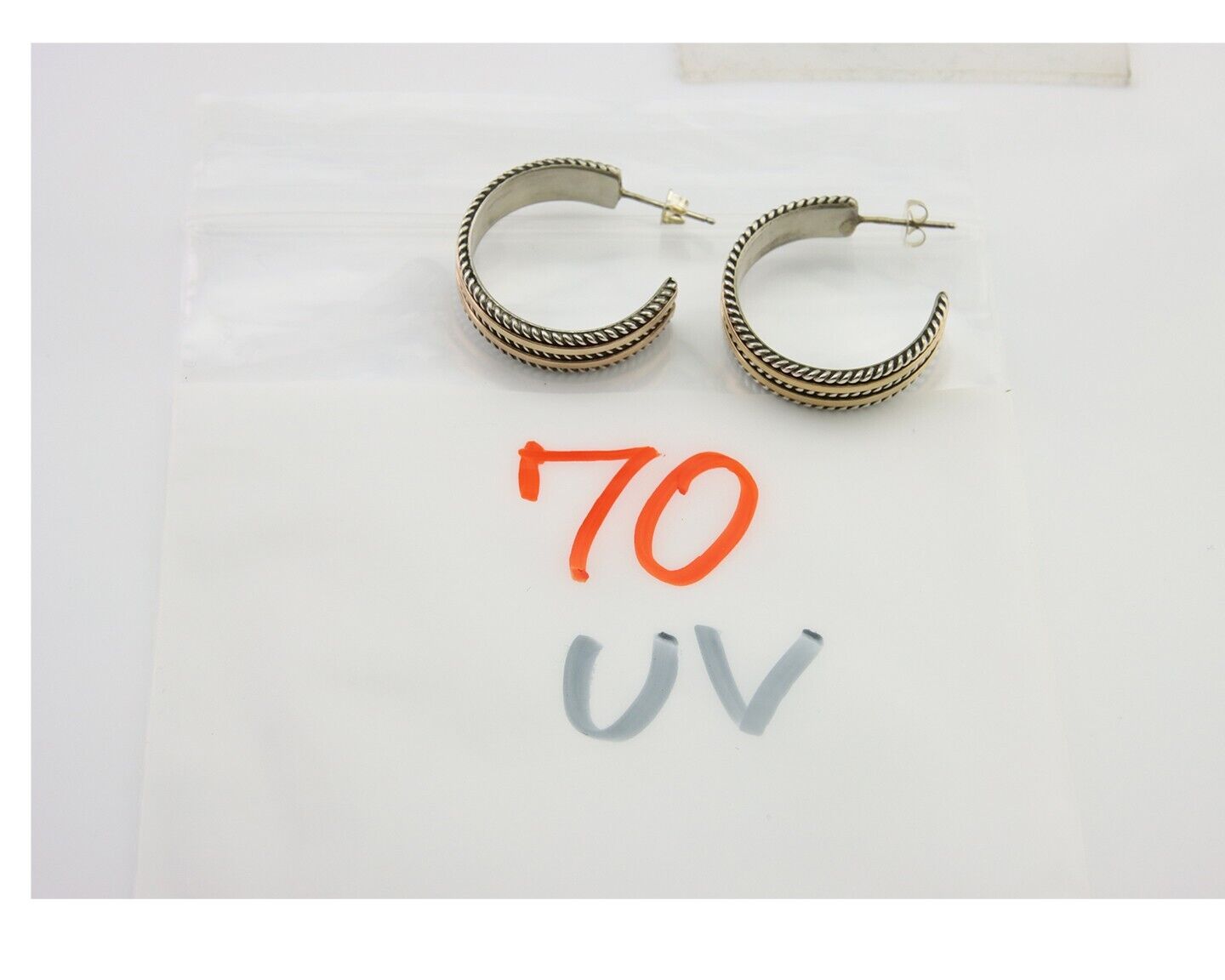 Navajo Earrings 925 Silver & Gold Handmade Artist Signed Tom Hawk C.80's