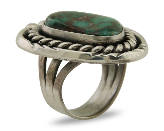 Navajo Ring 925 Silver Gem Grade Turquoise Native American Artist C.80's