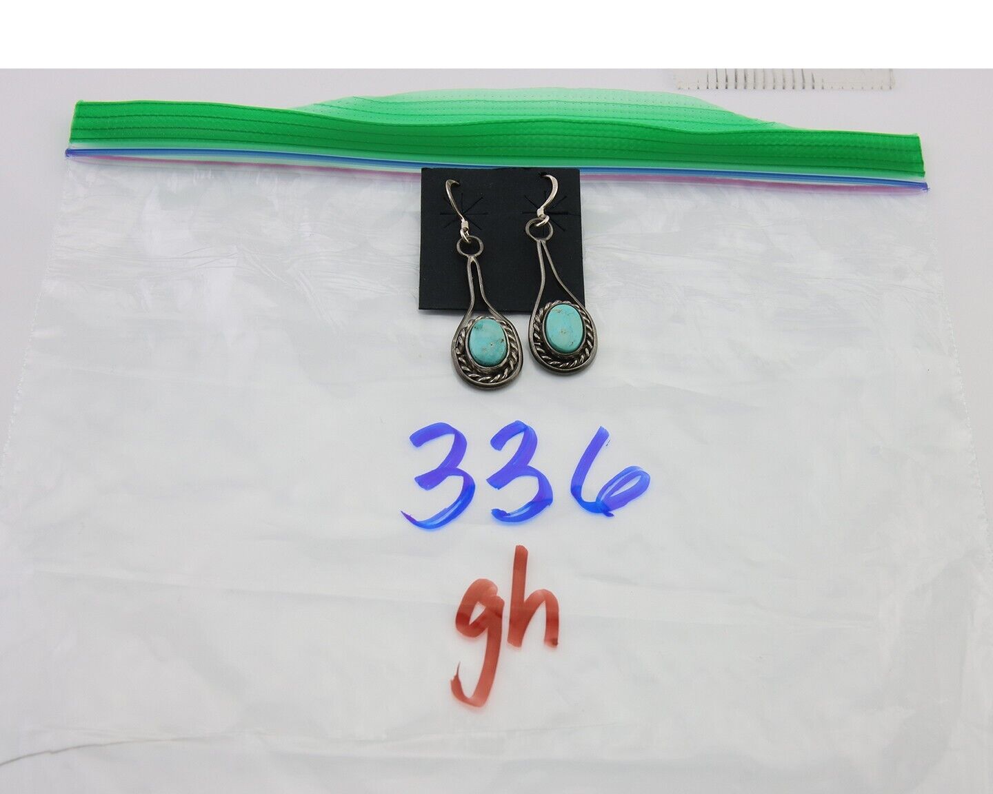 Navajo Dangle Earrings 925 Silver Natural Turquoise Native American Artist C.80s