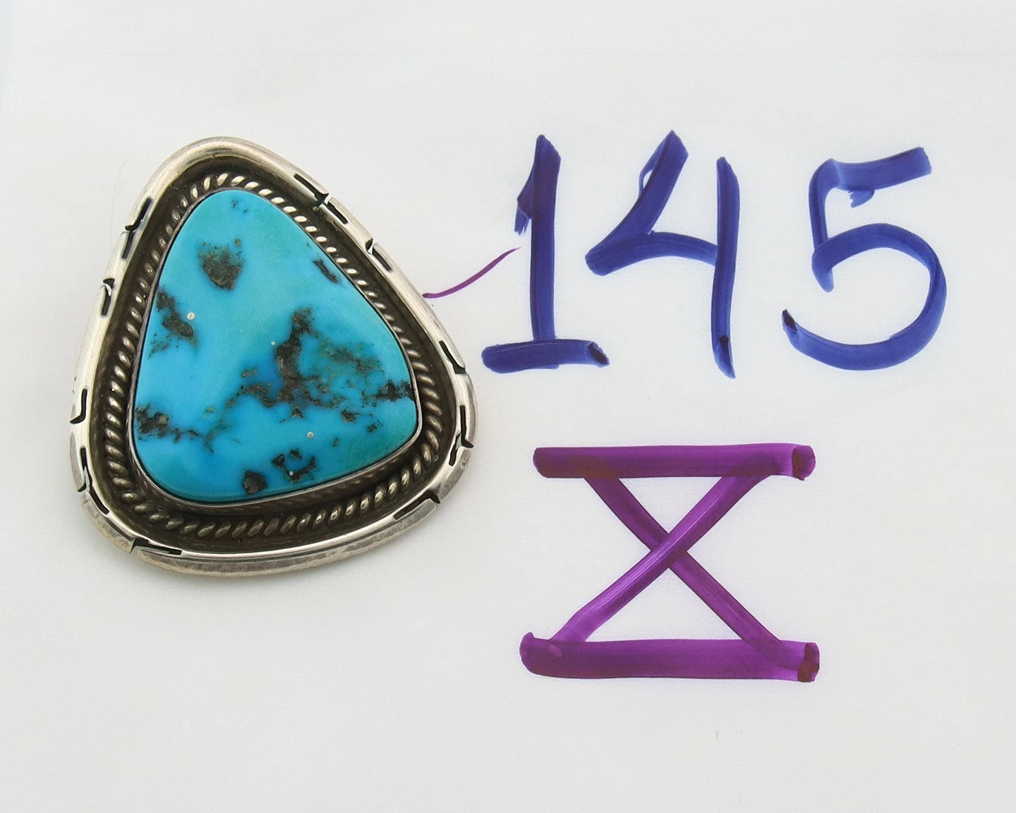 Navajo Handmade Pin Sterling Silver Turquoise Vintage Native Artist