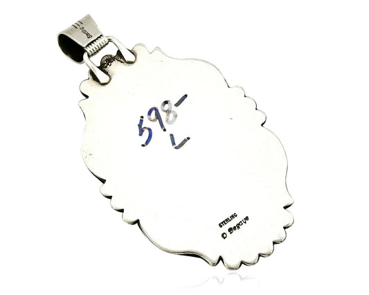 Navajo D Begay Pendant Natural Turquoise .925 Silver Hand Stamped C.80's