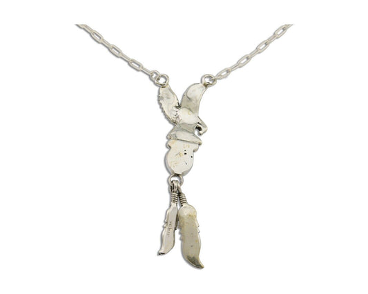 Navajo Eagle Feather Turquoise Necklace 925 Silver Native American Artist C.80's