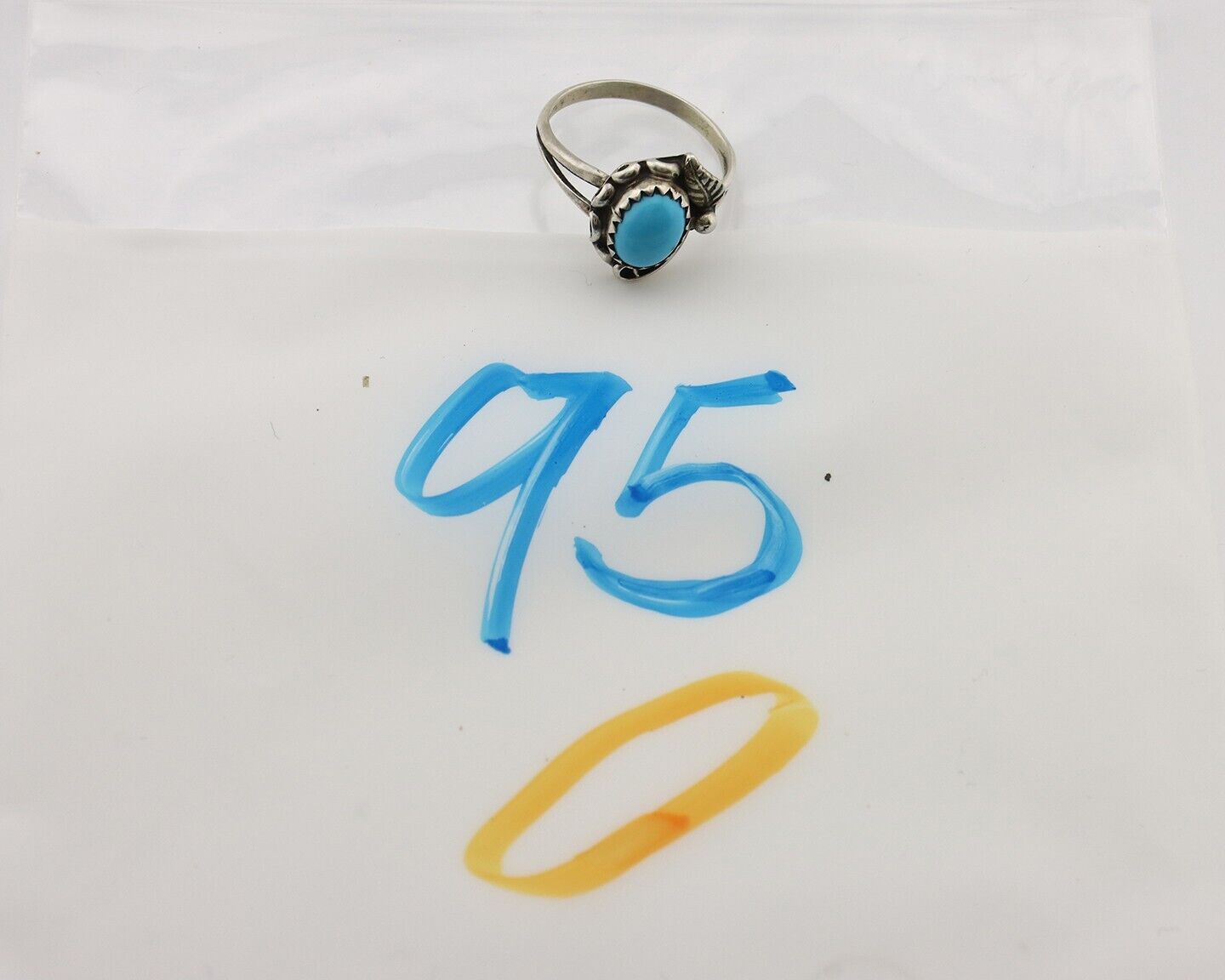 Navajo Ring 925 Silver Turquoise Artist Signed SkyStone Creations C.80's