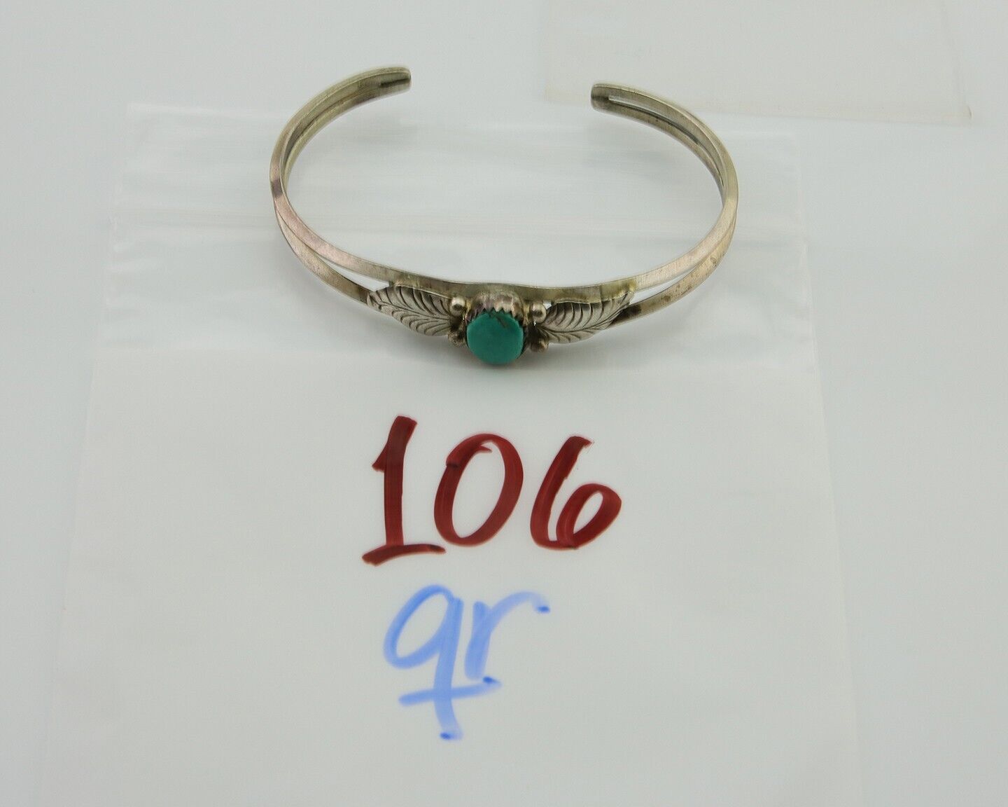 Navajo Cuff Bracelet Blue Turquoise 925 Silver Native Artist Signed BD C.80's