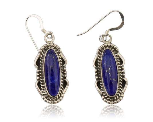 Navajo Dangle Earrings 925 Silver Lapis Lazuli Native American Artist C.80's