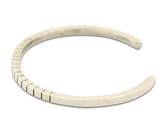 Navajo Bracelet 925 Silver Hand Stamped Signed M.C. ISASIB C.80's