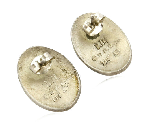 Navajo Dangle Earrings .925 Silver & 14k Solid Gold MM Rogers & DJM