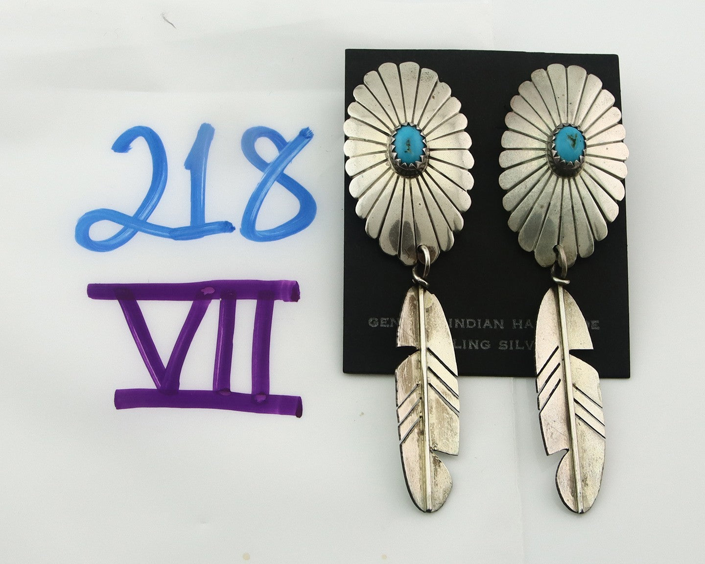 Navajo Earrings Sterling Silver Turquoise Dangle Vintage Authentic