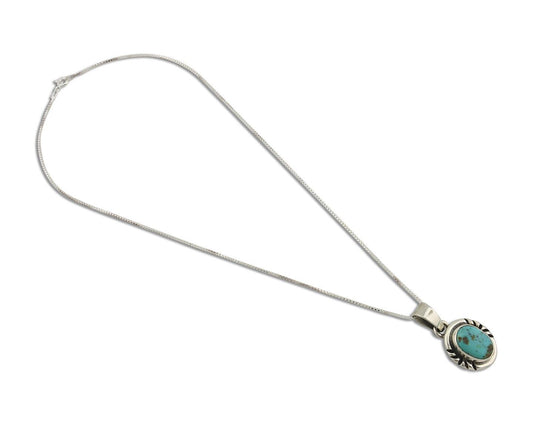 Navajo Necklace 925 Silver Arizona Turquoise Handmade Signed Gecko C.90's