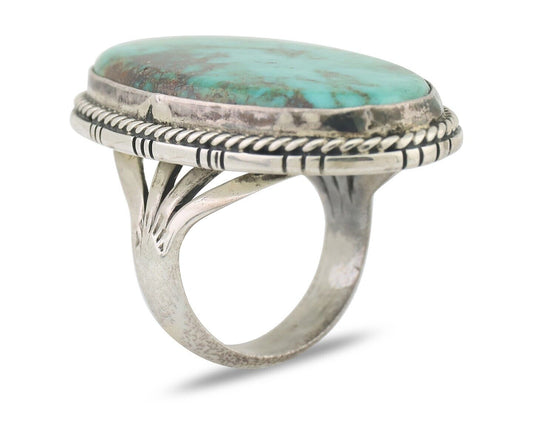 Navajo Ring 925 Silver Spiderweb Turquoise Native American Artist C.80's