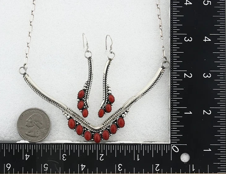 Navajo Squash Necklace Earring Set Sterling Silver Signed Lester Jackson C.80's
