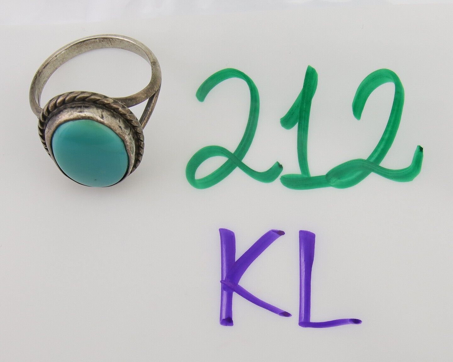 Navajo Handmade Ring 925 Silver Natural Turquoise Native Artist C.80's