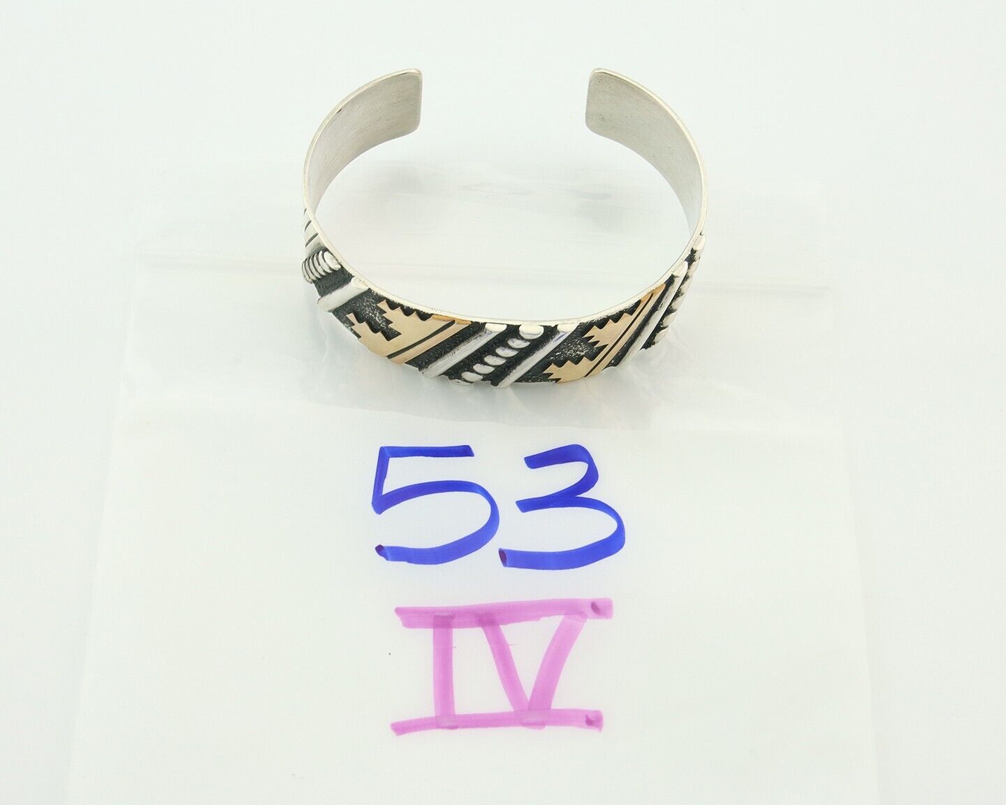 Navajo Bracelet Gold & 925 Silver Handmade 16mm Wide Artist Signed Thomas Singer