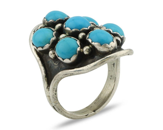 Navajo Ring 925 Silver Sleeping Beauty Turquoise Native American Artist C.80's