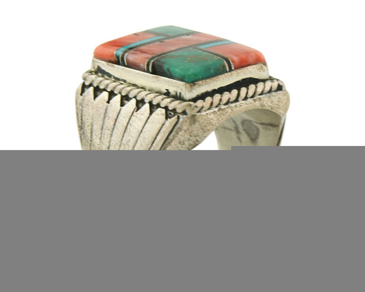 Vintage Zuni Ring 925 Sterling Authentic Natural Gemstone Signed M Size 9.5