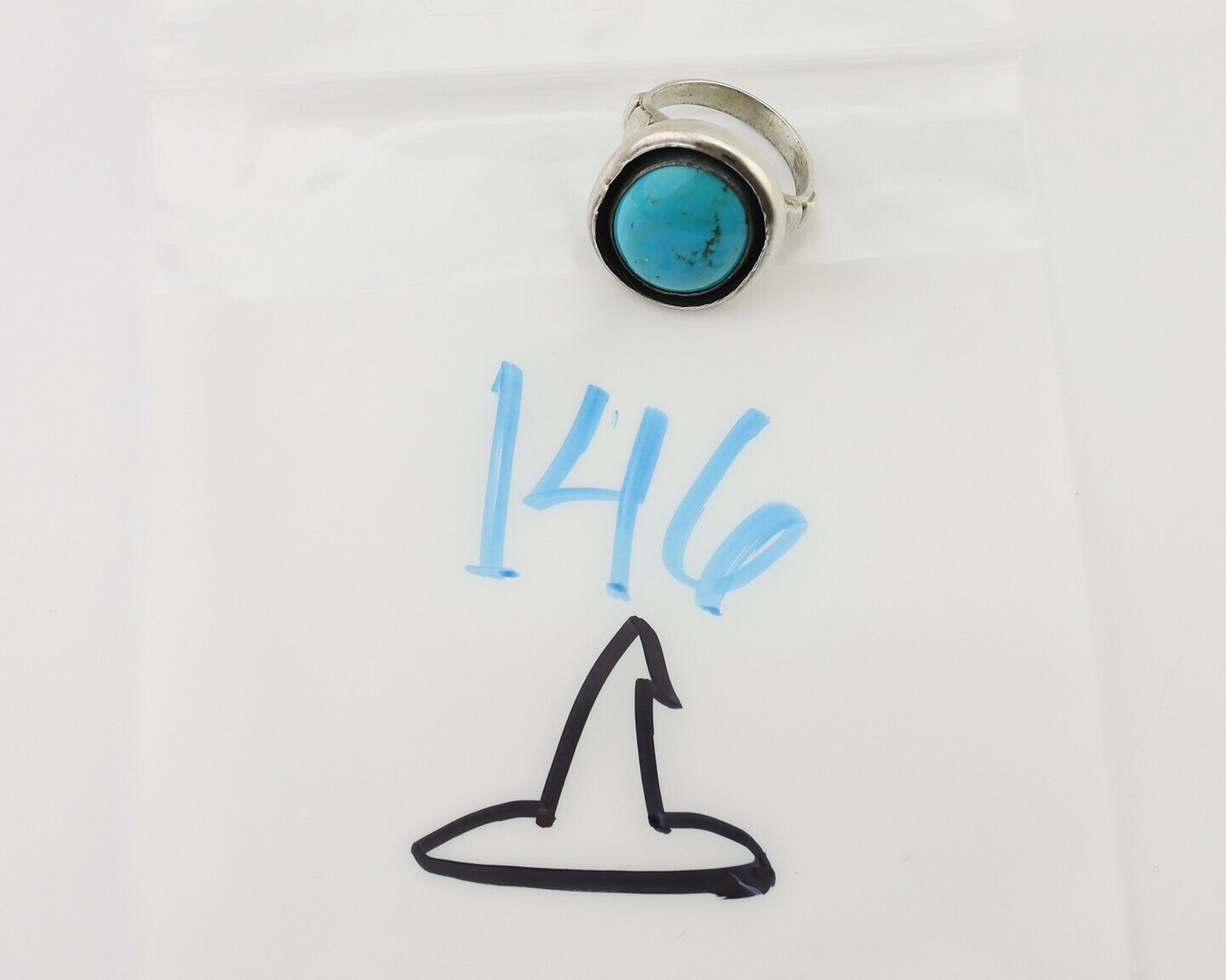 Navajo Ring 925 Silver Arizona Turquoise Signed M Montoya C.80's
