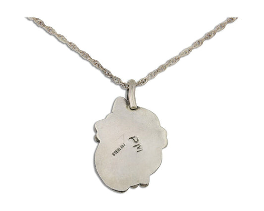 Navajo Necklace 925 Silver Natural Turquoise Artist Signed PM C.80's