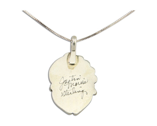 Navajo Necklace 925 Silver Natural Turquoise Artist Signed Justin Morris C.80's