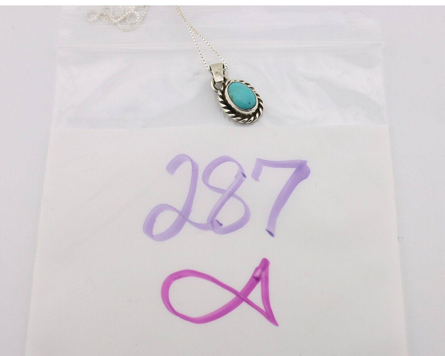 Navajo Necklace 925 Silver Natural Kingman Turquoise Native Artist C.2008