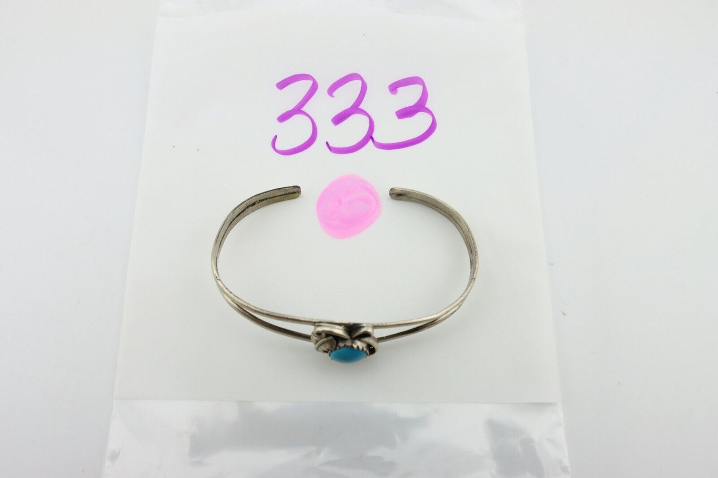 Navajo Slave Bracelet 925 Silver Arizona Turquoise Native American Artist C.80's