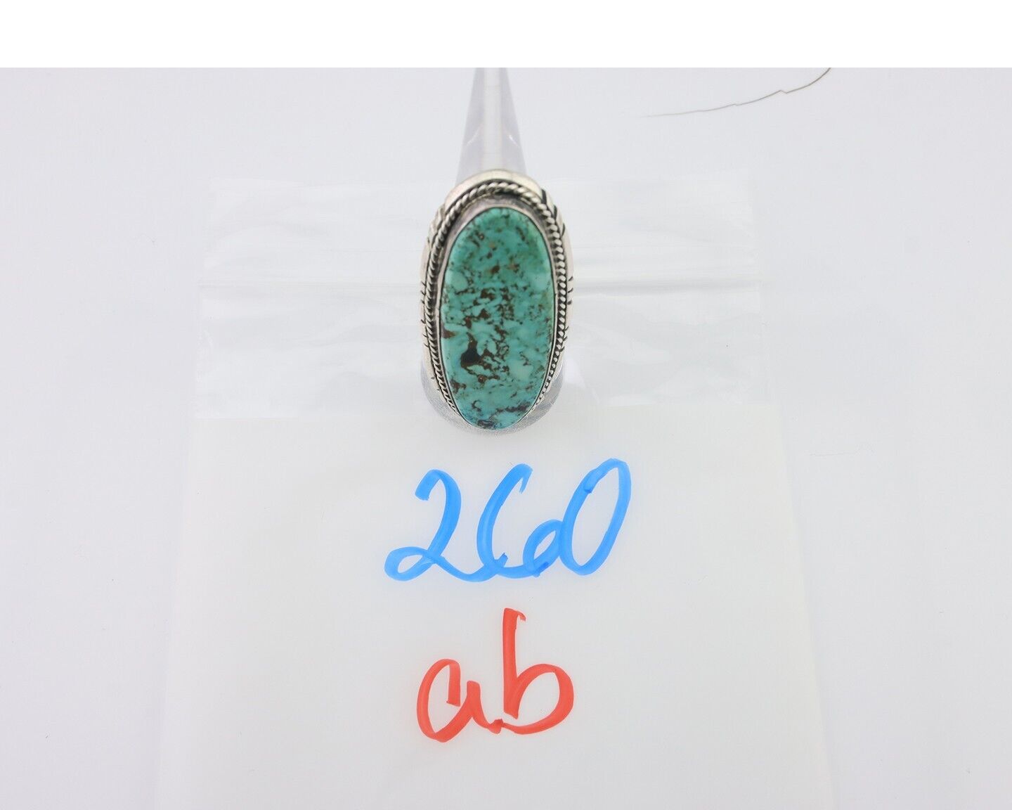 Navajo Ring 925 Silver Kingman Turquoise Native American Artist C.80's