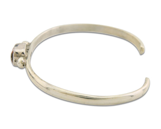 Navajo Bracelet .925 Silver Natural Red Coral Cuff Native American Artist C.80's