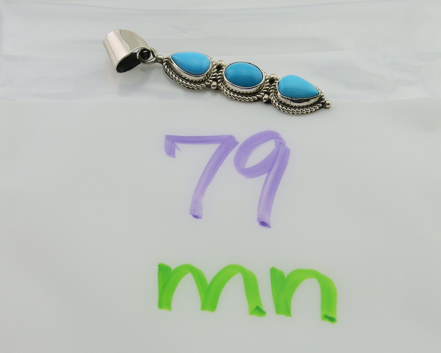Navajo Necklace 925 Silver Natural Turquoise Artist Kathllen Chavez C.80's