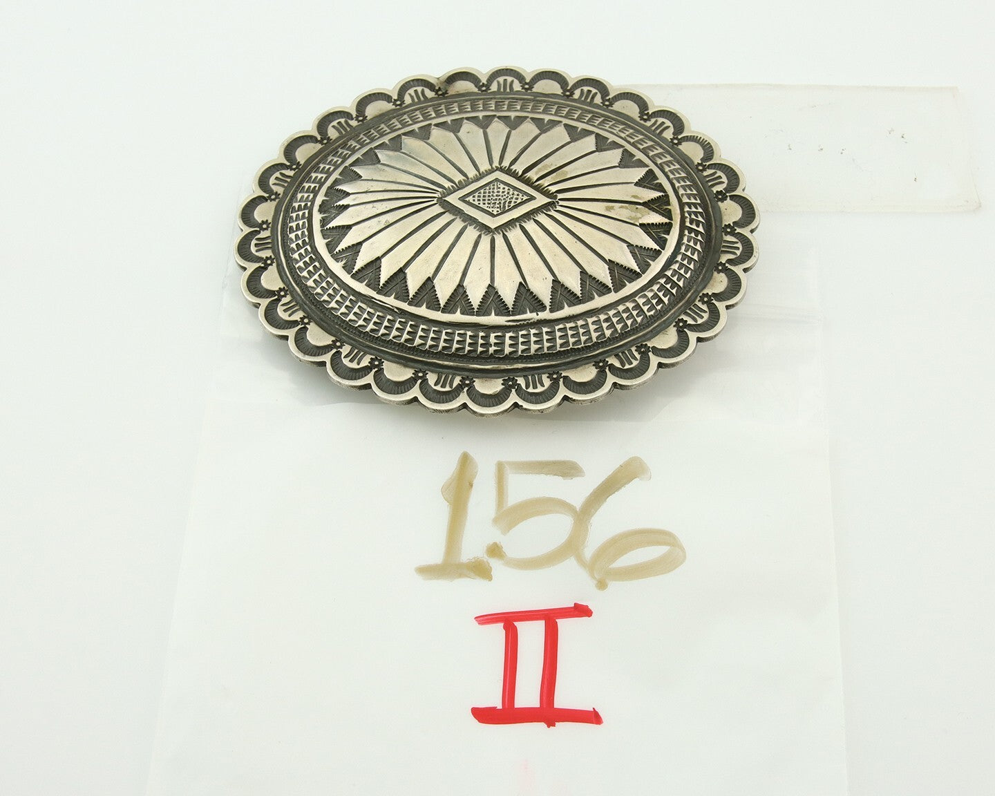 Navajo Belt Buckle 925 Sterling Silver Artist Signed Nelson Burbank C.80's