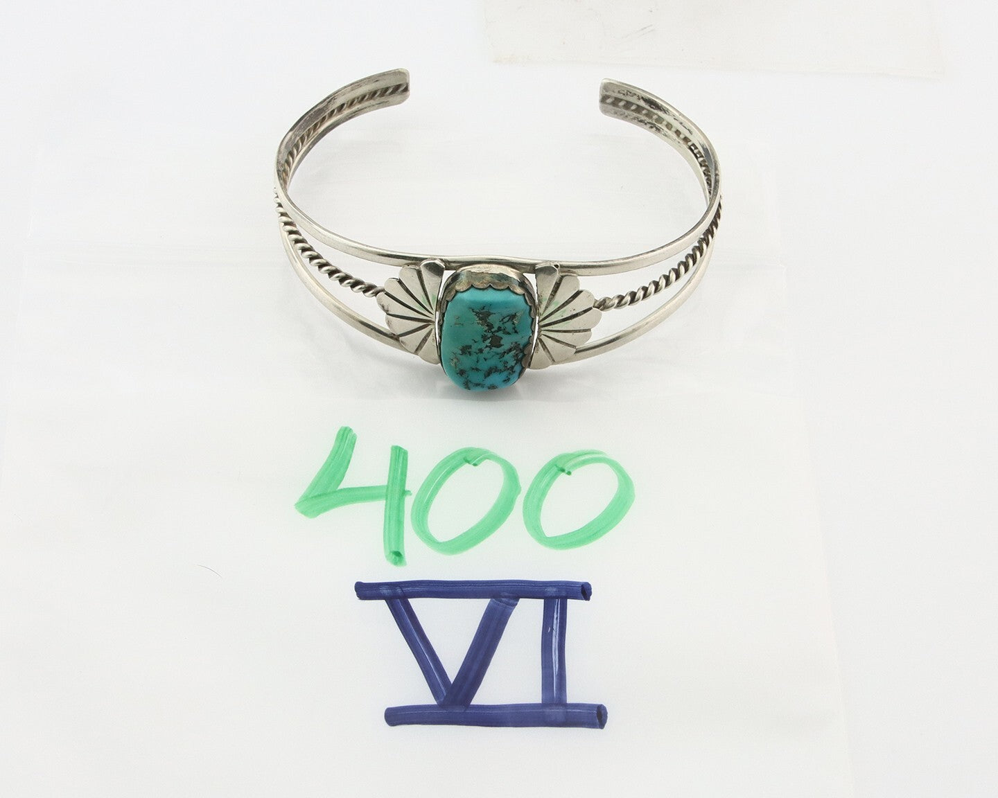 Vintage Navajo Bracelet 925 Silver Turquoise Handmade Signed L T Chee