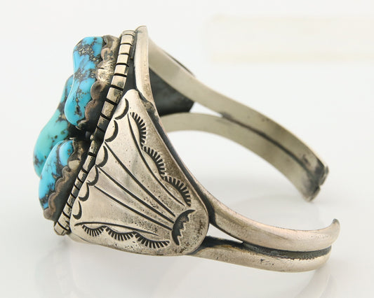 Navajo Bracelet 925 Silver Natural Bisbee Turquoise Cuff Signed Tony Guerro C80s