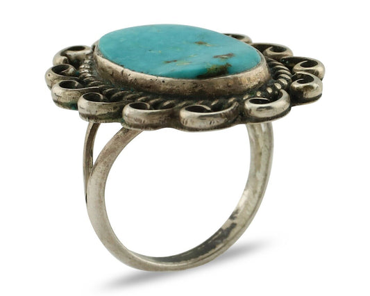 Navajo Ring 925 Silver Natural Blue Turquoise Native American Artist C.80's
