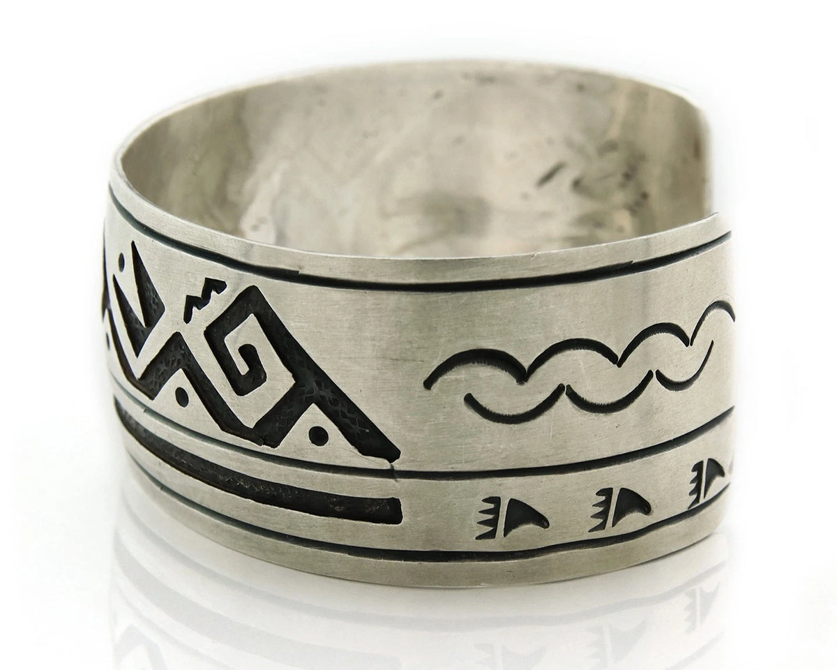 Navajo Cuff Bracelet 925 Sterling Silver Vintage Handmade Signed B Piaso