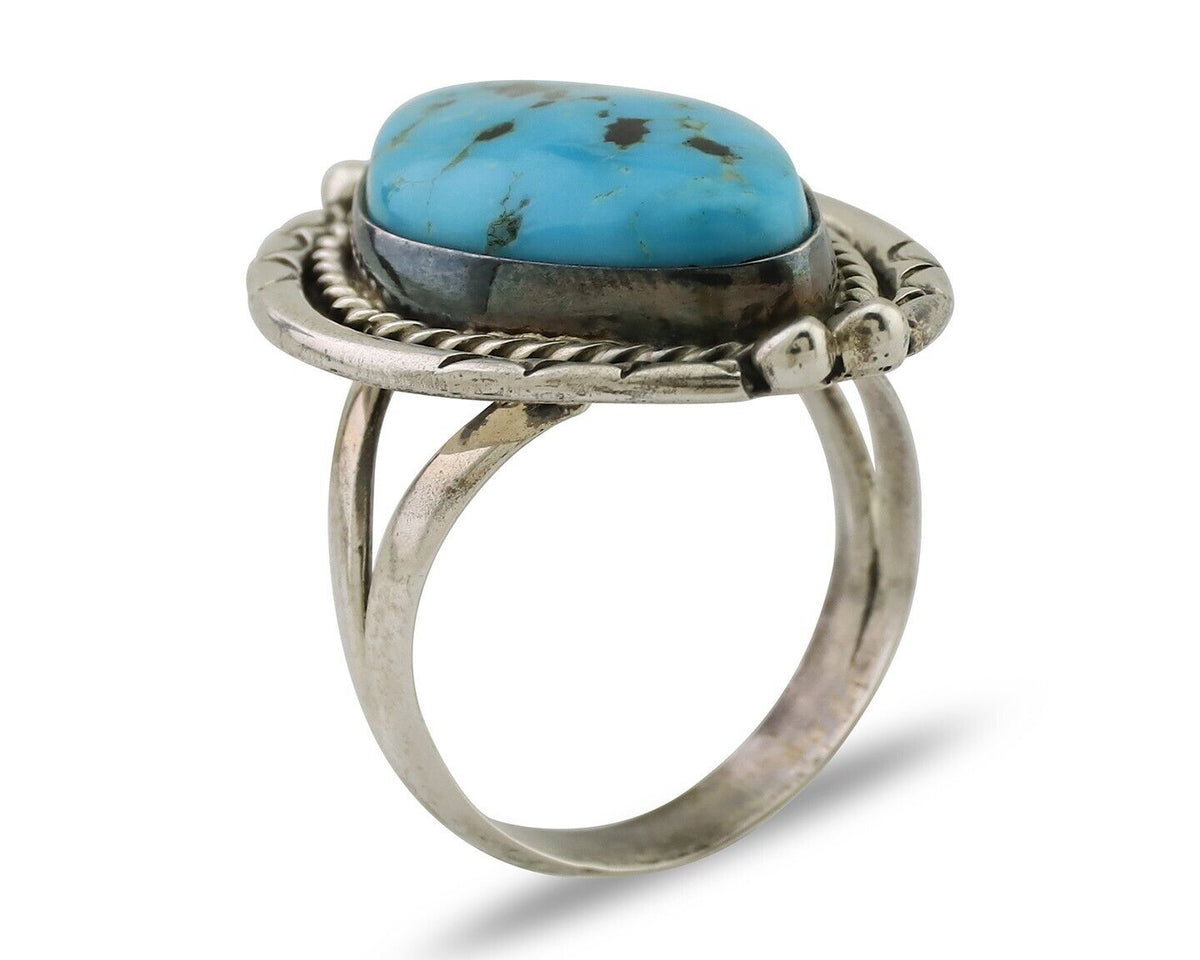Navajo Turquoise Ring 925 Silver Handmade Native American Artist C.80's