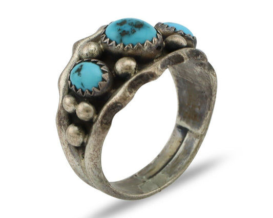 Navajo Ring 925 Silver Blue Turquoise Artist Signed SkyStone Creations C.80's