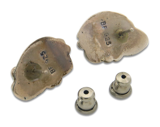 Navajo Earrings 925 Silver Natural Turquoise Artist Signed B. F. C.80's