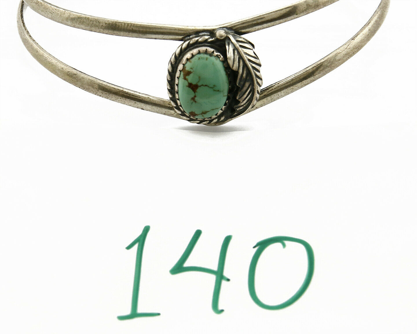 Navajo Handmade .925 Silver Natural Mined Bisbee Turquoise Cuff