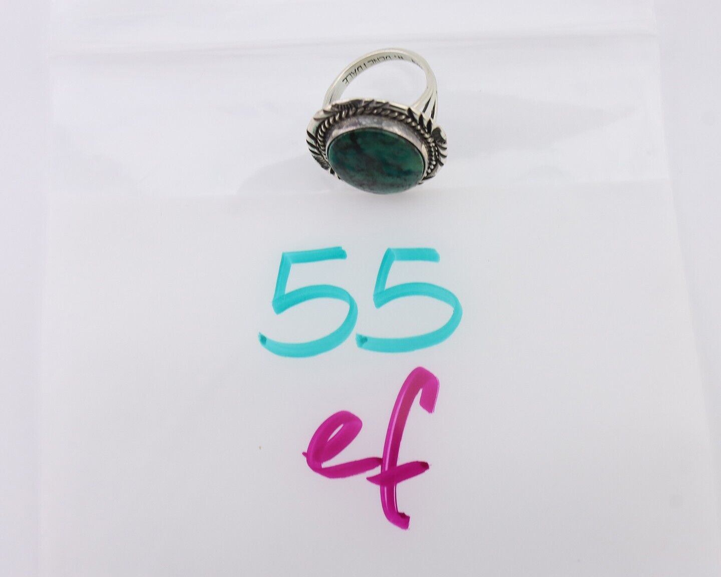 Navajo Ring 925 Silver Turquoise Signed William Denetdale Size 6.5 C.80's